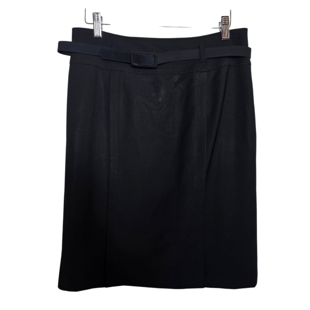 Talbots Petite Womens Black Knee Length Skirt With Belt Career Size 10